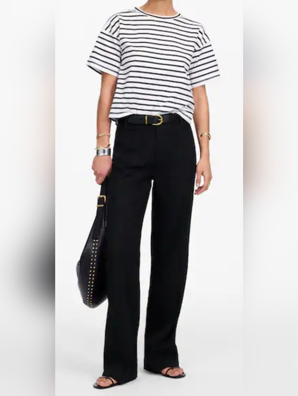 Madewell Linen Black High-Rise Wide-Leg Pants